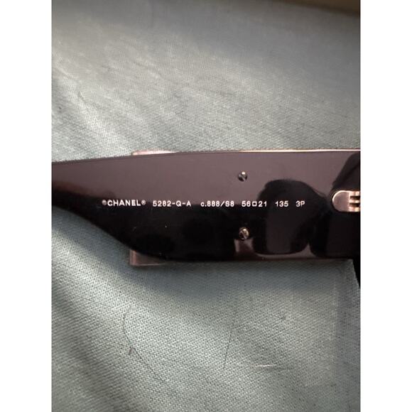 Chanel 5282QA C714s5 Sunglasses Polished Black Oversized Leather Bow w/case - Picture 10 of 11